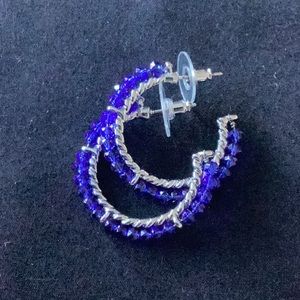 Vantel Pearls Cobalt Crystal Earrings E6553